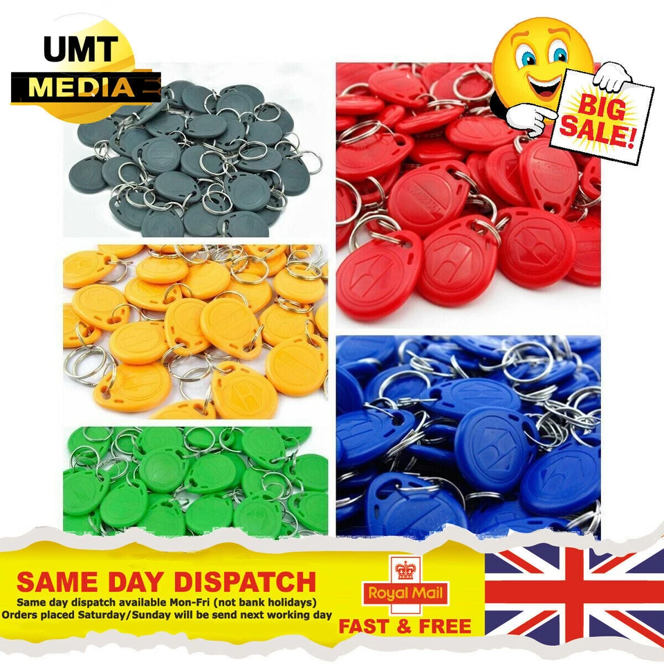5/10/20/50/100/500 - 125Khz RFID Proximity ID Card Token Tags Key fobs Keyfobs - Image 1 of 4