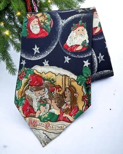 Merry Christmas Victorian Santa Claus Silk Neck Tie Festive Holiday Wembley - Picture 1 of 8