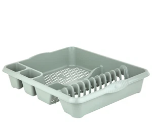 Large Dish Drainer Strong Stylish Kitchen Sink Storage Silver Sage - Made in UK - Picture 1 of 4