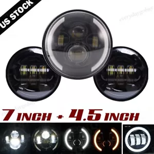 7 inch LED Headlight + Passing Light For Kawasaki VN Vulcan 500 750 800 900 1700 - Picture 1 of 12
