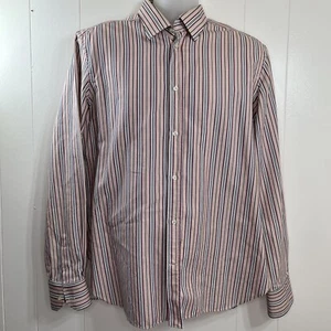 MP di Massimo Piombo Casual Dress Button Pink Stripe Shirt 43/17 Large *Read* - Picture 1 of 12