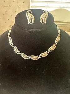 "Pendientes collar cadena 15"" eslabones hoja plata arte joyería de ley ART DECO" de colección - Imagen 1 de 21
