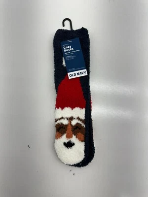 Calcetines acogedores antiguos azul marino con gráficos de Santa para mujer talla única Foto 1 de 4