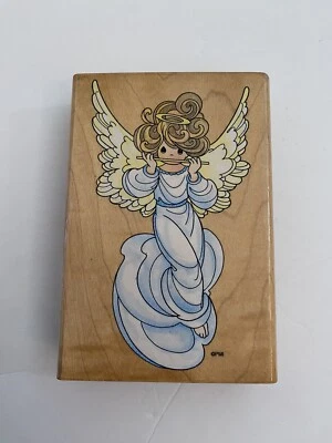 Stampendous Precious Moments UP005 Flute Angel Wood Mounted Rubber Stamp RS3 - Image 1 of 4