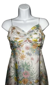 Vintage Y2K Maxi Slip Dress XS Cottagecore Garden Flower Butterfly Fairycore - Picture 1 of 16