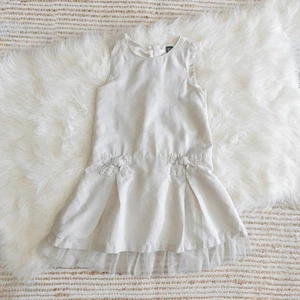 GAP DRESS GIRL 4Y WHITE SHIMMER METALLIC SLEEVELESS BOWS RUFFLE TULLE PETTISKIRT - Picture 1 of 9