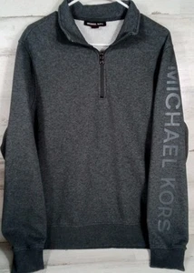 Felpa donna Michael Kors 1/4 zip manica grafica taglia XL grigia - Foto 1 di 15