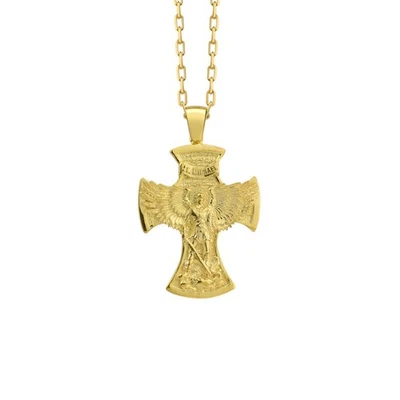 Arcangelo Michele Bizantino in argento 925k placcato oro per regalo amico - Immagine 1 di 4