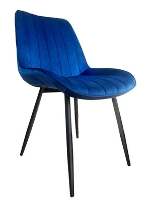 4er Set Esszimmerstühle Samt Königsblau Neu für Wohnzimmer Ess- / Arbeitszimmer - Bild 1 von 4