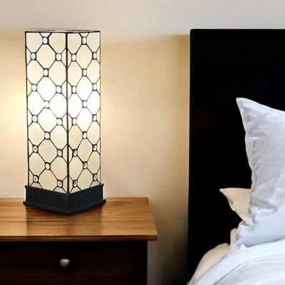 18" Tiffany Style Jeweled Dark Brown Base Table Lamp - Image 1 of 4