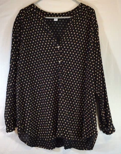 Antigua túnica azul marino mujer top negro talla XXL popover alto dobladillo bajo informal fluido boho - Imagen 1 de 12