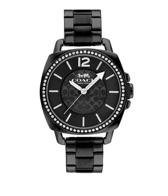 Women’s Coach Watch Boyfriend  Black Metal Band Crystal Dial  14503984 New - Image 1 of 4