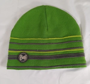 BUFF Beanie Hat Knitted Polar Green With Stripes Grey Yellow Original Buff Brand - Picture 1 of 7