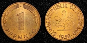 Germania - Repubblica Federale 1950 G 1 Pfennig GEM BU RED KM# 105 (27 277) - Foto 1 di 3