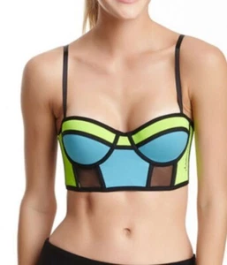 Balance Tech Colorblock Mesh Sports Bra neon green aqua sz Medium $39 - Picture 1 of 2