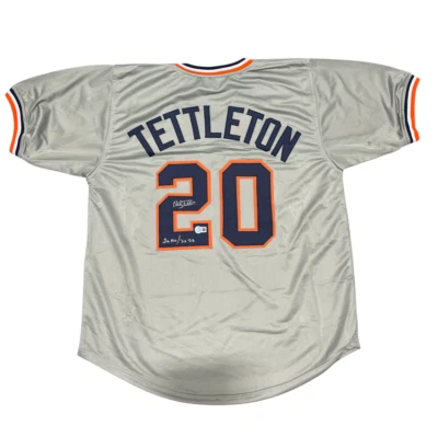 Camiseta deportiva personalizada firmada por Mickey Tettleton de los Tigres de Detroit 2x AS/3x SS Beckett certificado de autenticidad BAS Foto 1 de 3