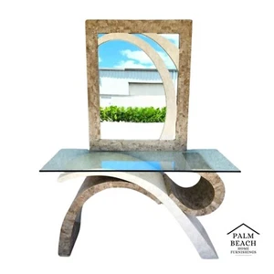 Maitland Smith Sculptural Console Table & Mirror Tessellated Stone Post Modern - Picture 1 of 17