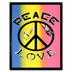 Political Peace Love Hand Symbol New Poster Wall Art Print Framed 12x16