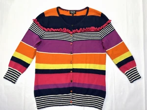 Speziale Per Una Women Unisex Size 14 Cashmere Rainbow Frill Striped Cardigan - Picture 1 of 14