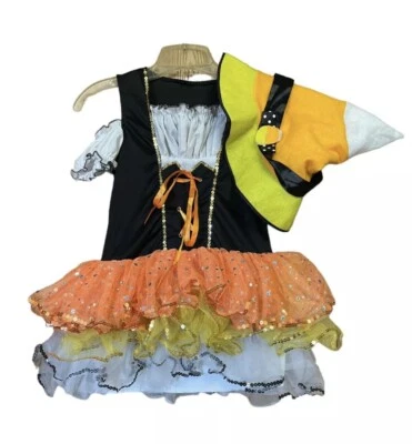 Leg Avenue KIDS LARGE 8-10 Candy Corn Witch Halloween Costume W/Hat READ - Image 1 of 4