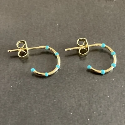 Gorjana 18K Gold Plated Capri Huggies Turquoise 245-004-67-G - Image 1 of 4