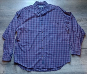 Abercrombie and Fitch Mens Dress Shirt L Navy Red Plaid See Measurements - Picture 1 of 14