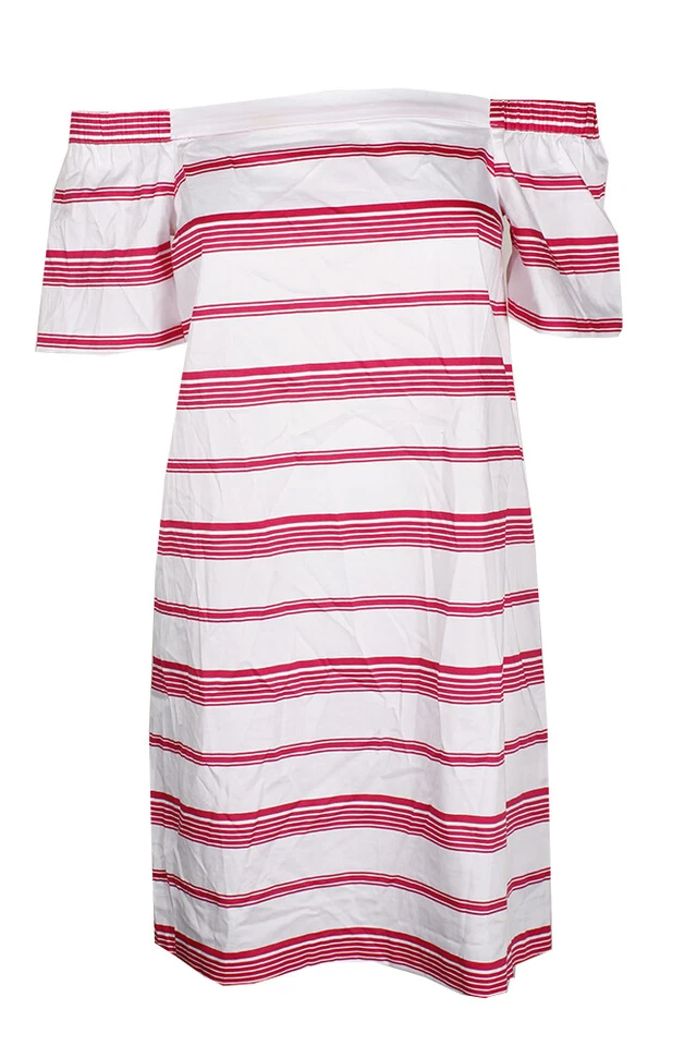 Maison Jules Womens White Woven Striped Casual Dress Top M BHFO 8005
