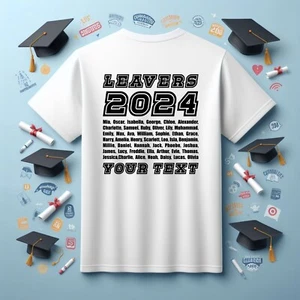 Personalised Leavers 2024 T-Shirt, Leavers 2024 tshirt, 2024 Leavers back tshirt - Picture 1 of 16