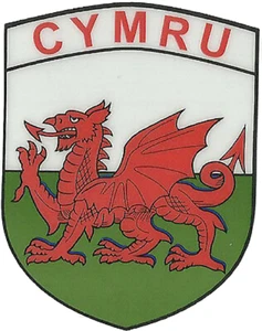 Cymru Wales Welsh Dragon Flag Shield Shape Internal Car Window Sticker Decal - Picture 1 of 3