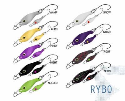 DELPHIN RYBO TROUT SPOON FORELLEN BLINKER MIT HAKEN FORELLENKÖDER VERSCH. FARBEN