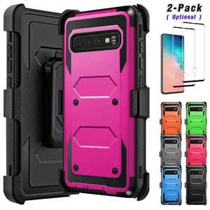 For Samsung Galaxy S10/5G/S10+/S10e Rugged Belt Clip Case Cover+Screen Protector - Picture 1 of 61
