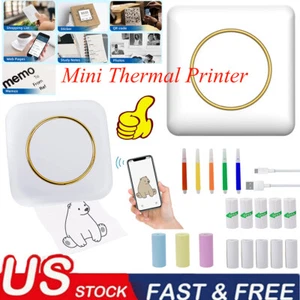 Portable Mini Thermal Printer Pocket Photo Printer Wireless Bluetooth Printing - Picture 1 of 15