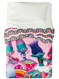 Dreamworks Trolls Reversible Microfiber Twin Bed Comforter With Rainbow - Picture 1 of 3