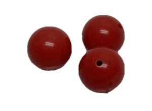 Lot 3 Vintage Plastic Scarlett Red Sphere Ball Bead Buttons - Picture 1 of 5
