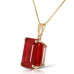 14K. SOLID GOLD NECKLACE WITH OCTAGON NATURAL RUBY (Yellow Gold)
