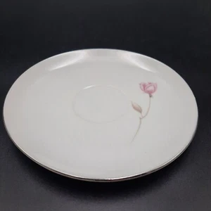 Mita Fine China Japan Pink Rose Saucer Plate With Silver Trim - Picture 1 of 5