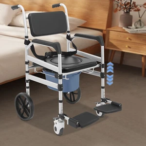 Faltbarer Duschrollstuhl Faltbar Bad Rollstuhl Schwerlast Duschstuhl USA - Bild 1 von 10