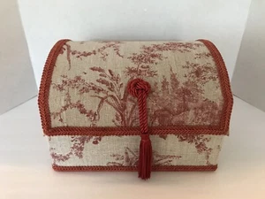 FABRIC COVERED LETTER/KEEPSAKE OR JEWELRY BOX DOME/CATHERAL TOP LINED - Picture 1 of 8
