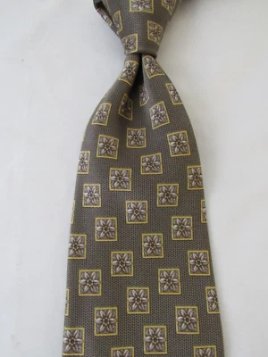 Richel Royal Tie Golden Brown Geometric Exquisite Made In Spain 100% Silk XL - Image 1 of 4