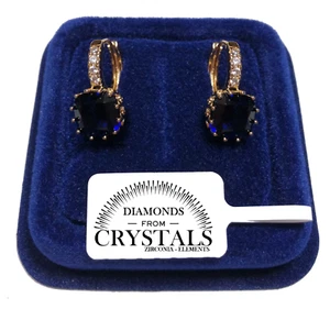 Cerchio Punto Luce Orecchini pl. Oro Giallo 18K con Cristalli Zirconi Blu S03 - Foto 1 di 4