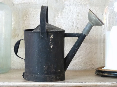20th Century French Watering Can with Black patina / Ancien Arrosoir Garden Zinc Cover
