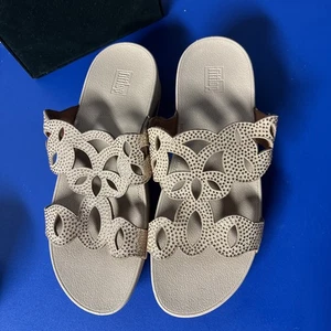 Nuevas Sandalias Fitflop Elora Cristal Para Mujer 10 Tacón de Cuña Rosa Adornado Slide - Imagen 1 de 6