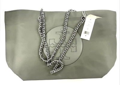 Tory Burch Ella Chain Tote Large Bag Purse Stone/ Gray NWT - Image 1 of 4
