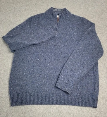 Suéter Jos A Bank Lana Merino Alpaca Para Hombres XL Azul Cuarto Cremallera Tejido Donegal Foto 1 de 4