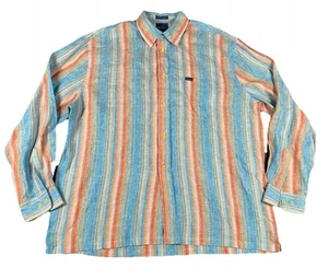 Camicia uomo Faconnable lino a righe manica lunga con bottoni taglia XXL colorata - Foto 1 di 9