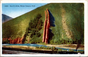 Devil's Slide Weber Canyon Utah Linen Postcard - Picture 1 of 2