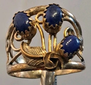 Vintage 12K GF Lapis Navajo Native American Ring Shirley Henry signed SH 7.25 - Picture 1 of 8