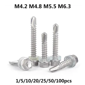 304Stainless Steel Hex Head With Washer Self-Drilling Screws M4.2 M4.8 M5.5 M6.3 - Picture 1 of 6