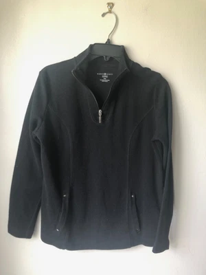 Pullover Karen Scott Sport Mujer Petites PM Negro Manga Larga 1/4 Bolsillos con Cremallera Foto 1 de 4