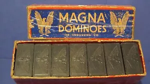 Vintage Eagle MAGNA DOMINOES by The Embossing Co. Albany, NY in Original Box - Picture 1 of 3